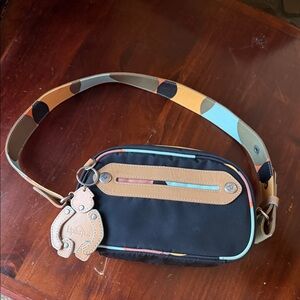 Kipling Black nylon and colorful trim small Bag with Charm